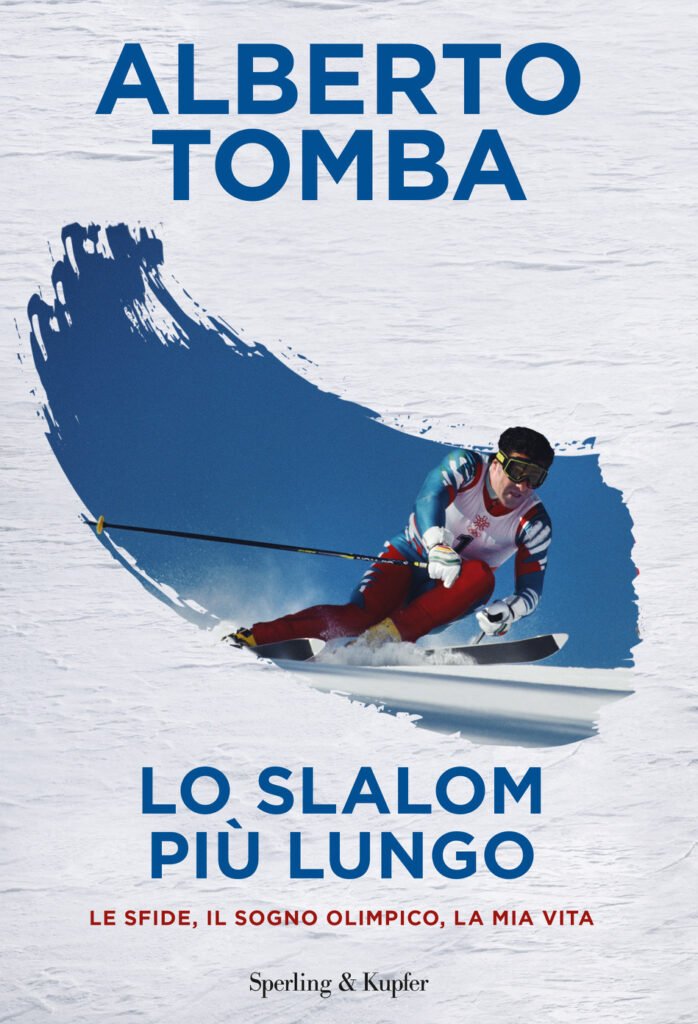 Copertina dell'autobiografia ufficiale di Alberto Tomba: Lo slalom più lungo, pubblicata da Sperling & Kupfer. Alessandro Dalrio contatti